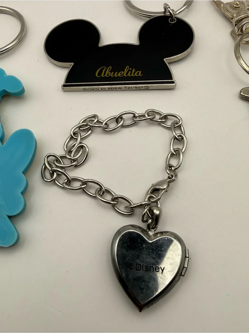 Disney Mickey Pluto 2019 Keychain Bracelet Charm Tinker Bell Locket Lot of (4)